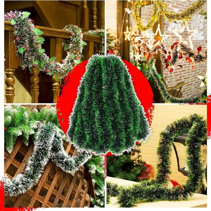 Christmas Tinsel Ribbons Green Cane Ribbon Garland Xmas Tree Hanging Pendent Ribbons Ornaments Home Party Decoration Supplies