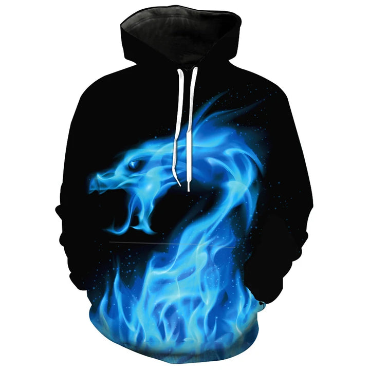 2024 Men's Hoodie Fashion Streetwear Hip Hop Long Sleeve Sweatshirt Jacket  3d Wolf Print Oversized