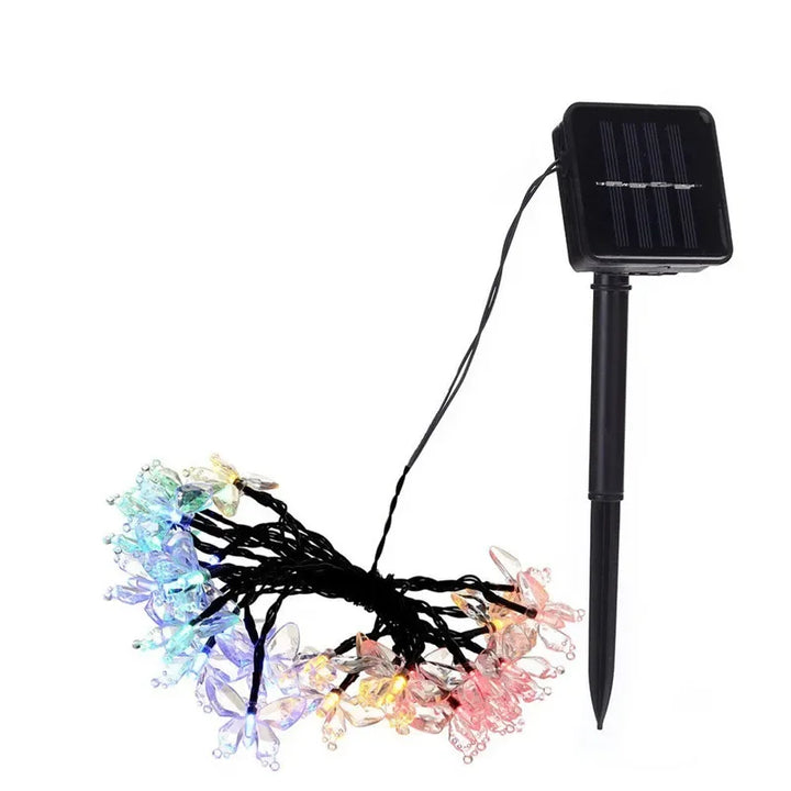 Crystal Butterfly Outdoor Solar String Lights 20/30/50/100 LED Light 8 Mode IP65 Waterproof Patio Garland Street Christmas Lamp