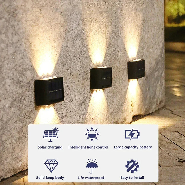 LED Solar Wall Lamp Outdoor Waterproof Light Up and Down Luminous Lighting for Home Garden Yard Fence Decoration Sunlight Light