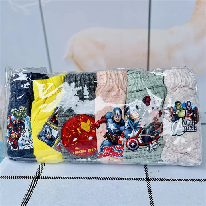 6Pcs/lot Baby Boys Girls Underwear Marvel Spiderman Mickey Mouse Elsa Disney Cartoon Cars Cotton Panties for Children Underpants