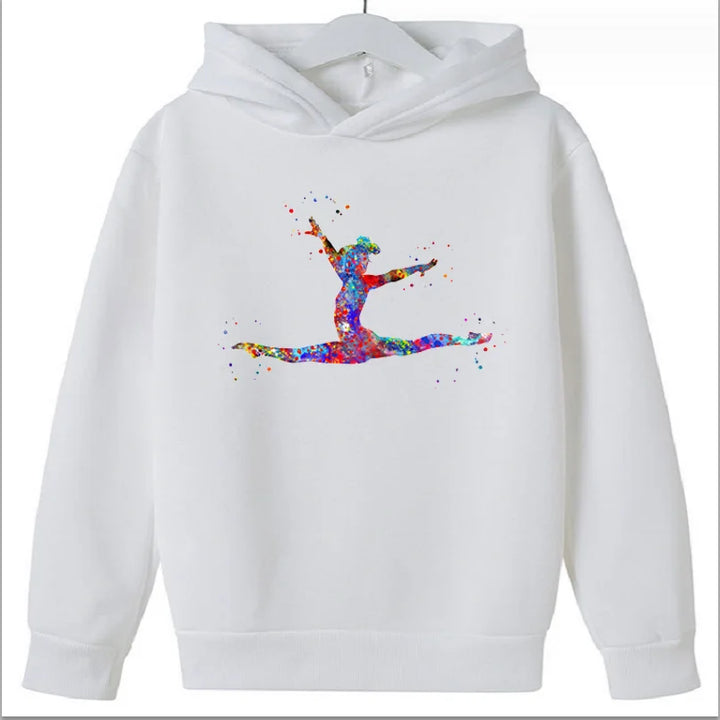 Hot Sale  Watercolor Gymnastics Girl Printed Hoodies for Teen Girls Kids Sweatshirt Winter Top Students  Clothes Sweater