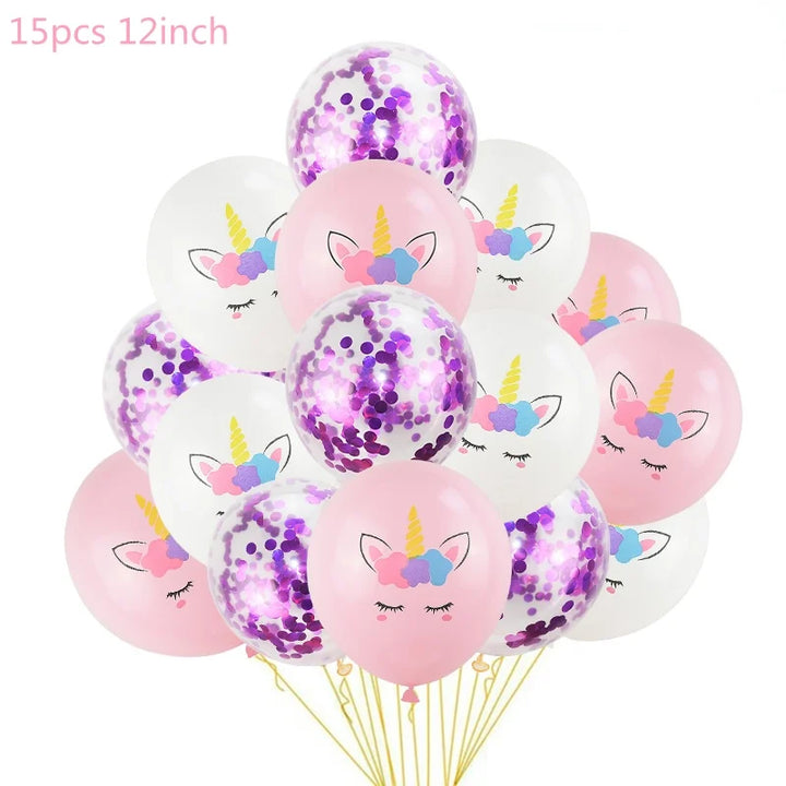 1 Set Unicorn Party Balloons Birthday Baloon Unicorn Decoration Latex Confetti Balloon Birthday Party Decoration Balloons Kids