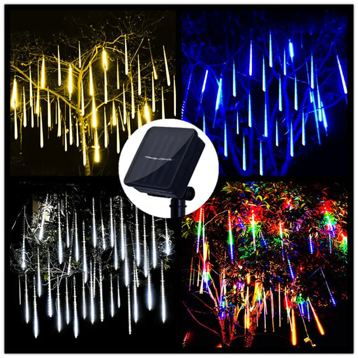 Waterproof Meteor Shower Rain  Holiday Strip Light Fairy Lights Outdoor Christmas Decoration for Home Tree Garden Lights Solar