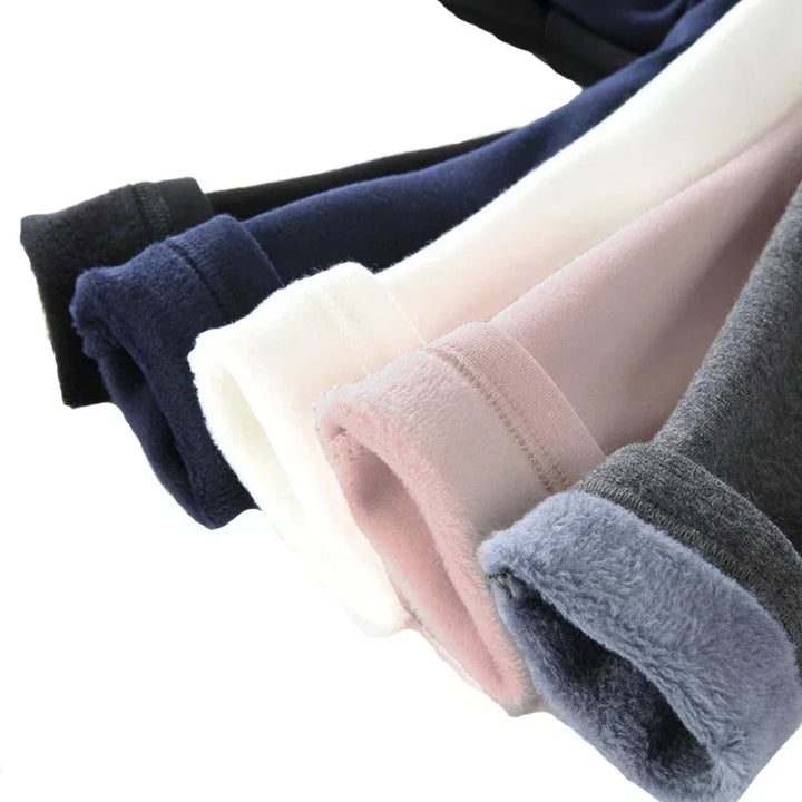 2024 Girls Pants Children's Winter Thickened Warm Trousers Warm Elastic Pink Navy Blue Leggings Boys' Feet Pants