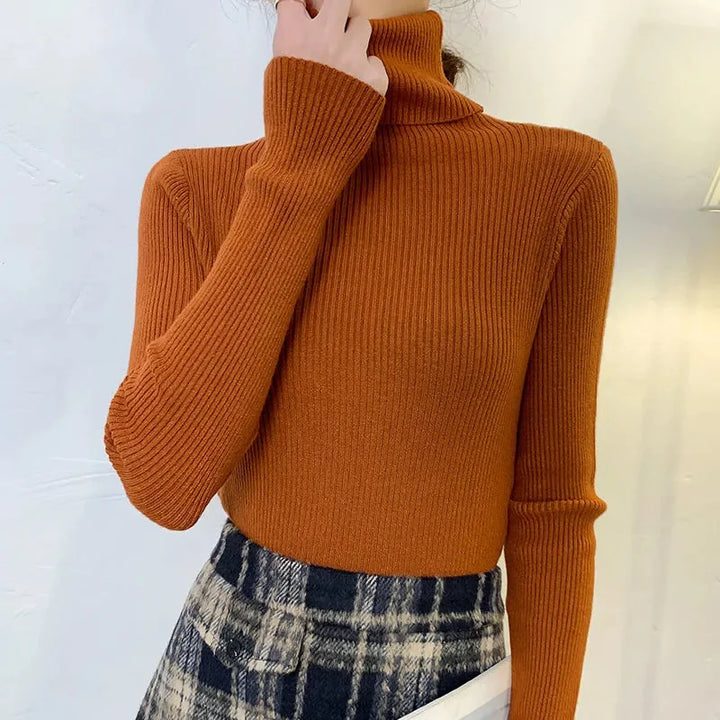 Women Fall Turtleneck Sweater Knitted Soft Pullovers Cashmere Jumpers Basic Soft Sweaters Female Basic Blouse New