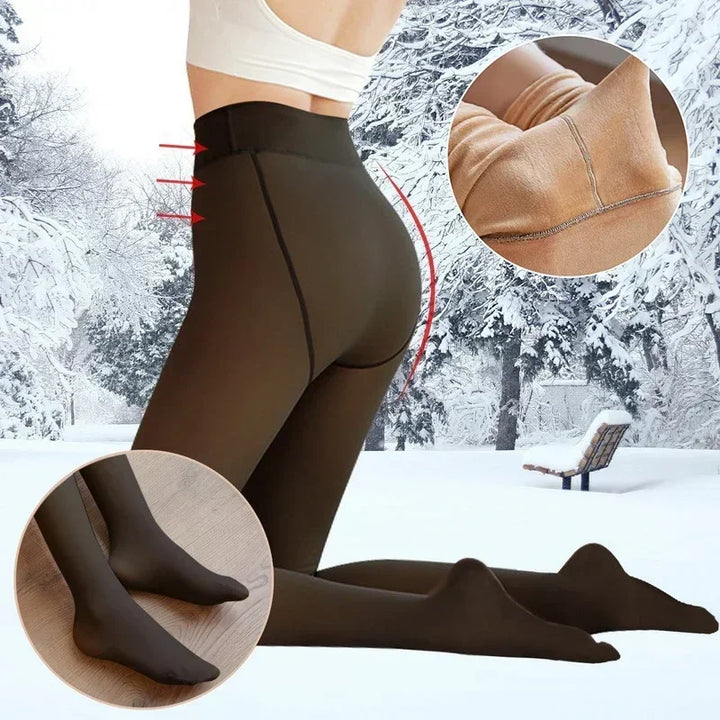 Thicken Thermal Tights Leggings Women Winter Fleece Velvet Thermo Stockings High Waist Elastic Slim Sexy Translucent Pantyhose