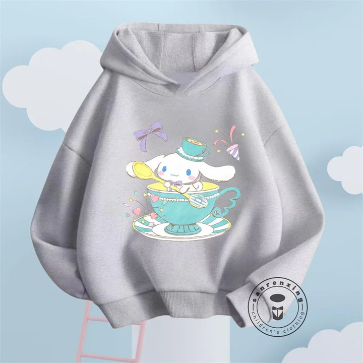 Kawaii Cinnamoroll Cartoon Sweatshirts for Boys Girls Featuring Soft Long Sleeves Anime Characters Ideal Autumn Winter Fashion