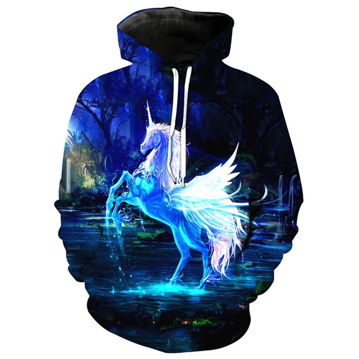 2024 Men's Hoodie Fashion Streetwear Hip Hop Long Sleeve Sweatshirt Jacket  3d Wolf Print Oversized