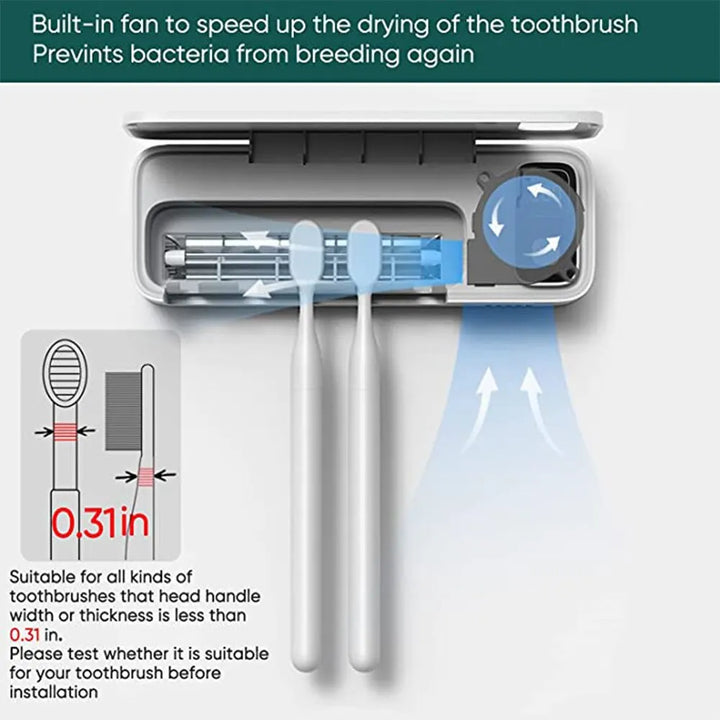 UV Toothbrush Sterilizer Rechargeable Fast Drying Wall-mounted Tooth Brush Holder With LED Display For Bathroom