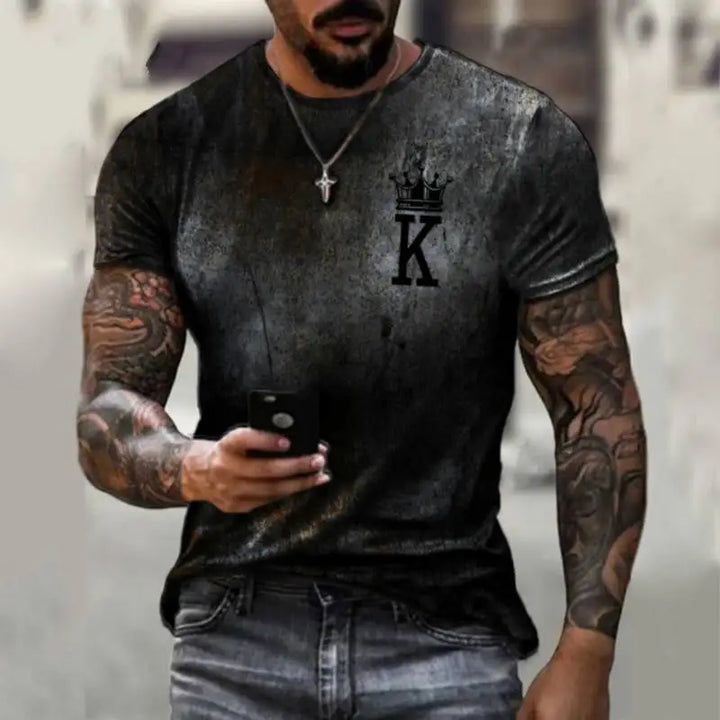 New Summer/Fall Men's Clothing 3d Printed Men's Route 66 Short Sleeve T-Shirt Men's Loose Fashion Casual Extra Size T-Shirt