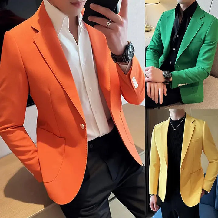 Single Breasted Business Cropped Coat Men's Suit Jackets Dress Short Male Blazer High Quality Summer Spring Clothes Classic 2024