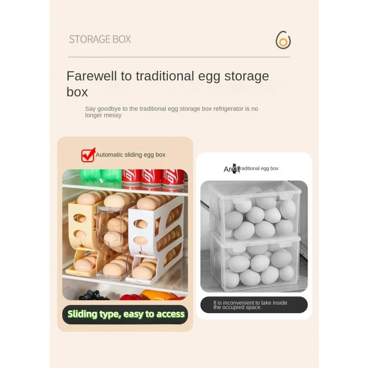 Household automatic rolling egg storage box kitchen refrigerator side door egg preservation rack 30 egg boxes