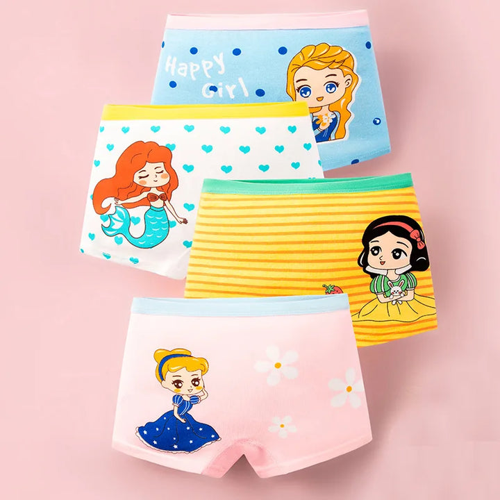 4pcs/Bag 1-12Y New Girl Underwear Elsa Mermaid Cartoon Girls boxers Children knickers Underpants Kids Panties Panty Briefs