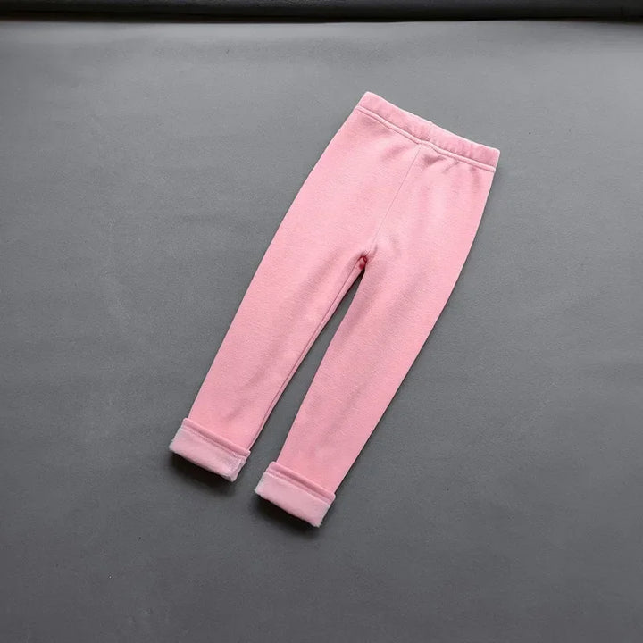 2024 Girls Pants Children's Winter Thickened Warm Trousers Warm Elastic Pink Navy Blue Leggings Boys' Feet Pants