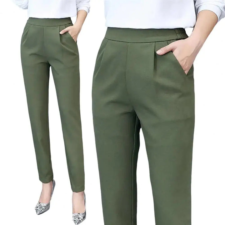 Classic Women's Pencil Pants Spring Basic Solid High Waist Straight Pant Female Casual Slim Ankle Length Trouser Pantalones