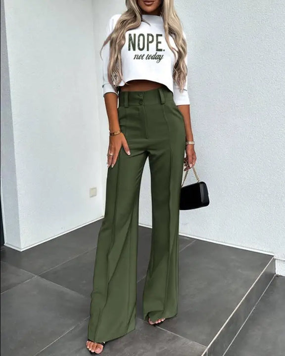 2024New Fashion Women's Elegant Small High Neck Casual Shorts Top Pocket Micro Horn Elegant Pants Set