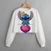 2024 New Girls' Sweatshirt Disney Lilo&Stitch Pattern 3D Printed Cartoon Print Casual Wear Short Pullover Long Sleeve Top