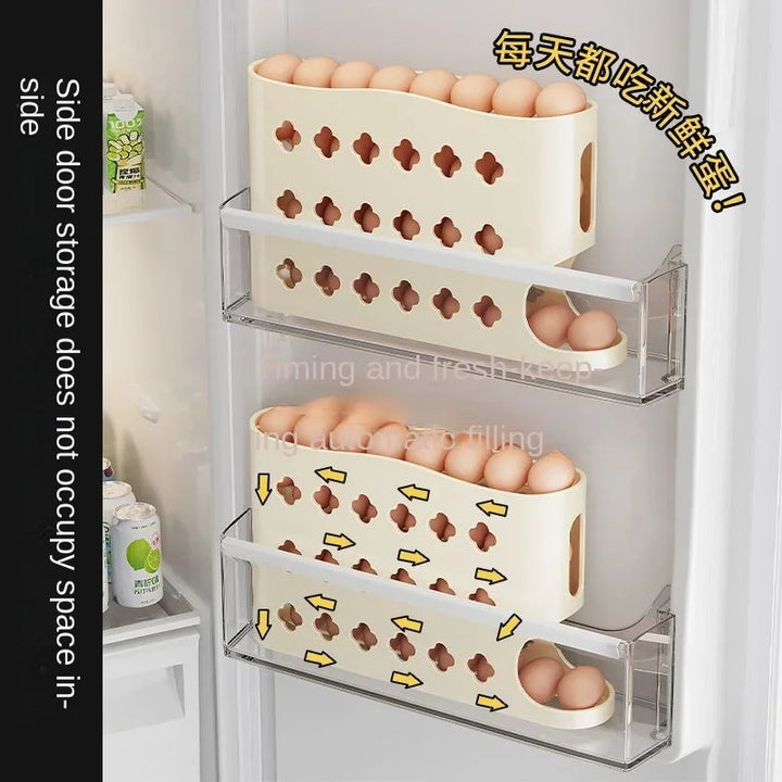 Rolling Egg Storage Box Refrigerator Side Door Egg Box Egg Holder Special Egg Organizing and Collecting Artifact