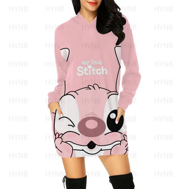 Sweater Dress Luxury Party Mini Stitch Hoodie Dresses for Women 2024 Long Sleeves Sexy Disney Kawaii Chic Woman Evening Y2k Prom