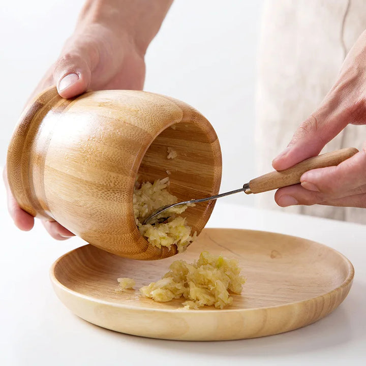 1PC Household Manual Solid Wood Garlic Pestle Bamboo Garlic Mortar Ginger Spices Grinder Kitchen Tool Mortar And Pestle Set