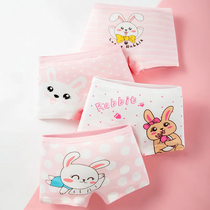 4Pcs Baby Girls Panties Cartoon Printing Pattern Underpants Kids Underwear Cotton Panties Toddler Children Underwear 3-8Years