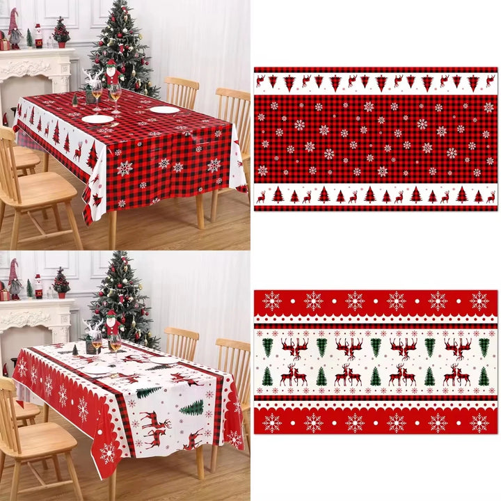 Christmas Tablecloth Merry Chirstmas Decoration For Home 2024 Xmas Snowflake Table Cloth Navidad Noel Notal New Year 2025 Dec