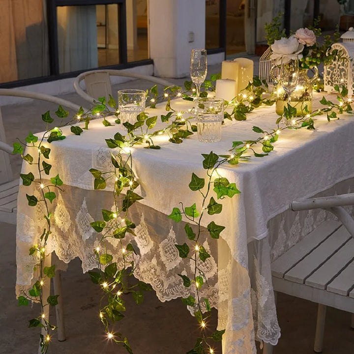 Outdoor Solar Power Vine String Light Artificial Ivy Garden Lamp 100 LED Fairy Light Curtain Christmas Garland Weding Home Decor