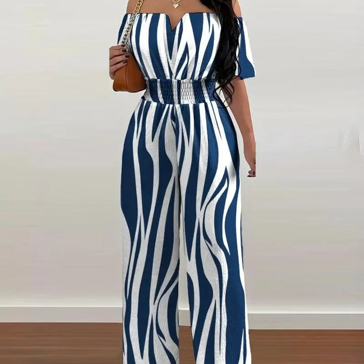 Summer Elegant Off Shoulder Women's Jumpsuit 2024 Fashion Trend Casual Short Sleeve Wide Leg Pants Jumpsuits for Women Overalls