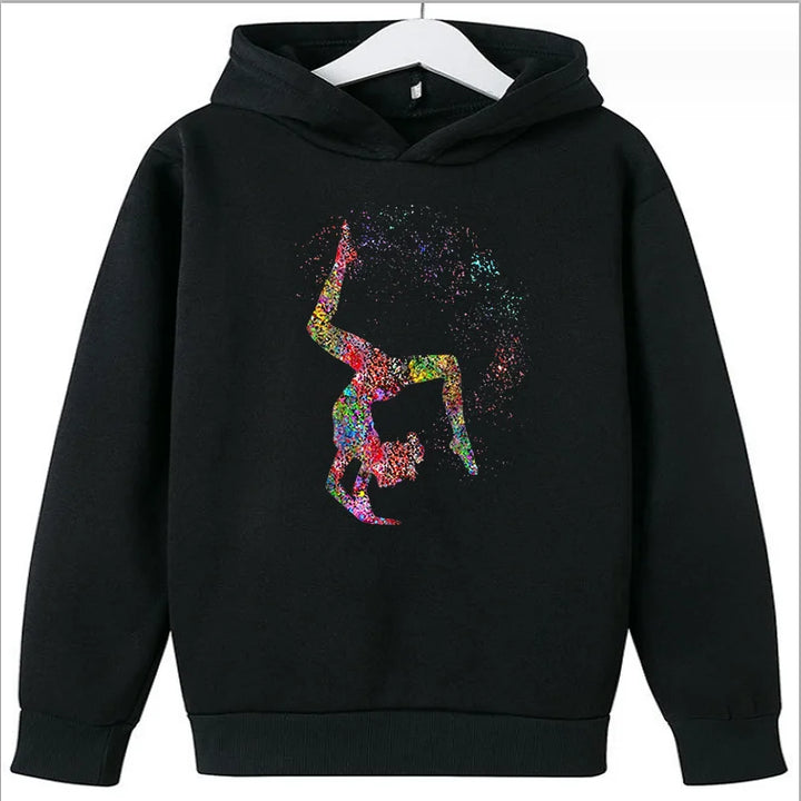 Hot Sale  Watercolor Gymnastics Girl Printed Hoodies for Teen Girls Kids Sweatshirt Winter Top Students  Clothes Sweater