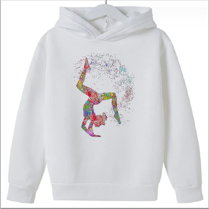 Hot Sale  Watercolor Gymnastics Girl Printed Hoodies for Teen Girls Kids Sweatshirt Winter Top Students  Clothes Sweater