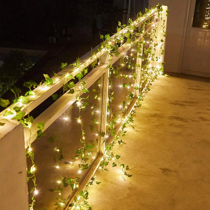 Outdoor Solar Power Vine String Light Artificial Ivy Garden Lamp 100 LED Fairy Light Curtain Christmas Garland Weding Home Decor